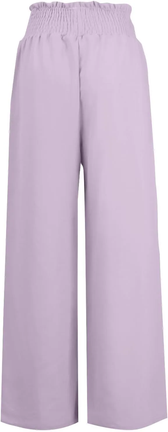 PTOLOCIF Cotton Linen Pants Women Wide Leg Palazzo Pants High Waisted Summer Casual Cotton Linen Boho Pants with Pockets