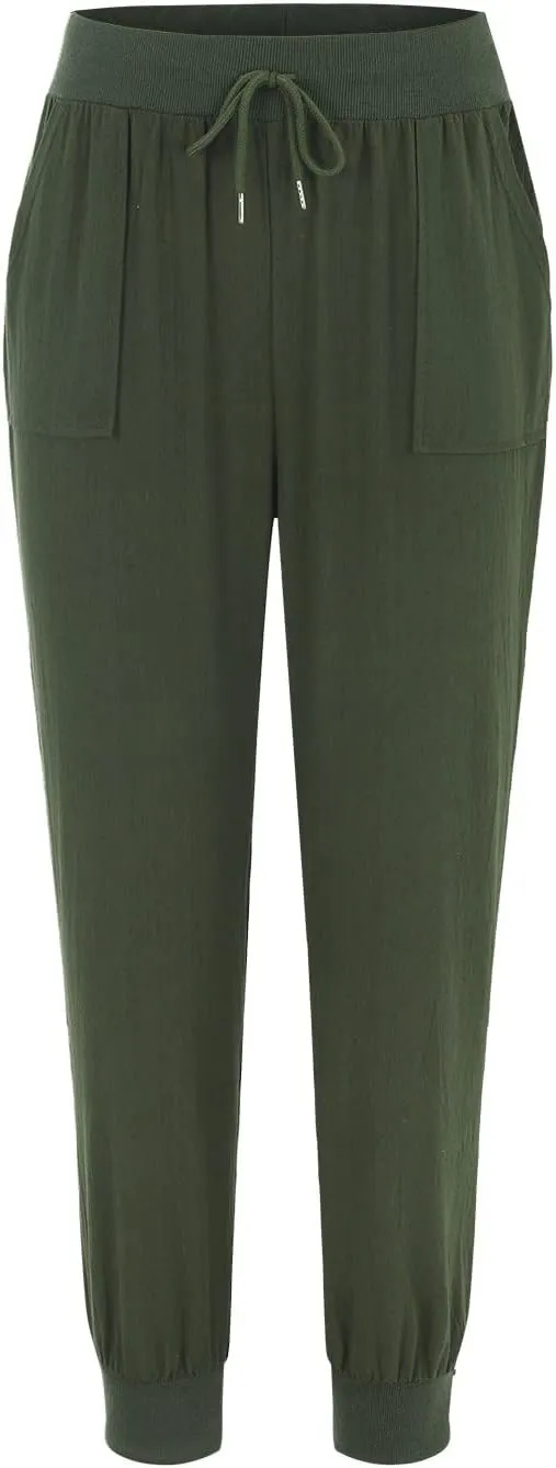 PTOLOCIF Linen Pants Women Wide Leg Casual Palazzo Pants Cotton Linen Lounge Beach Trousers Summer Boho Pant with Pockets