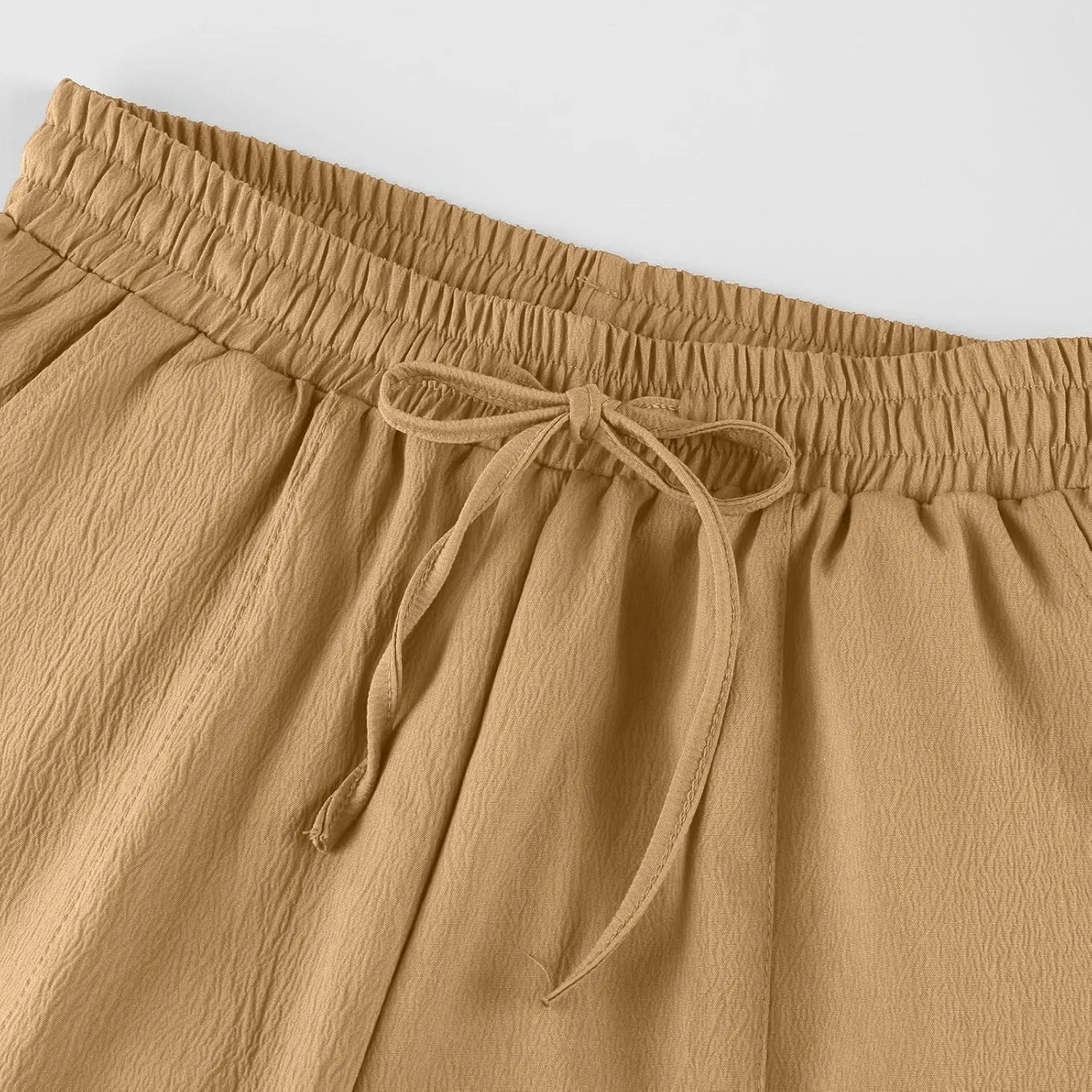 PTOLOCIF Womens Casual Linen Pants High Waisted Wide Leg Palazzo Pant Drawstring Casual Loose Pants Trousers with Pockets
