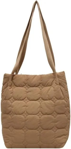 Puffer Bucket Bag for Women Large Capacity Shoulder Handbag with Quilted Plaid Design for Casual Daily Use or Travel