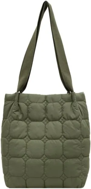 Puffer Bucket Bag for Women Large Capacity Shoulder Handbag with Quilted Plaid Design for Casual Daily Use or Travel