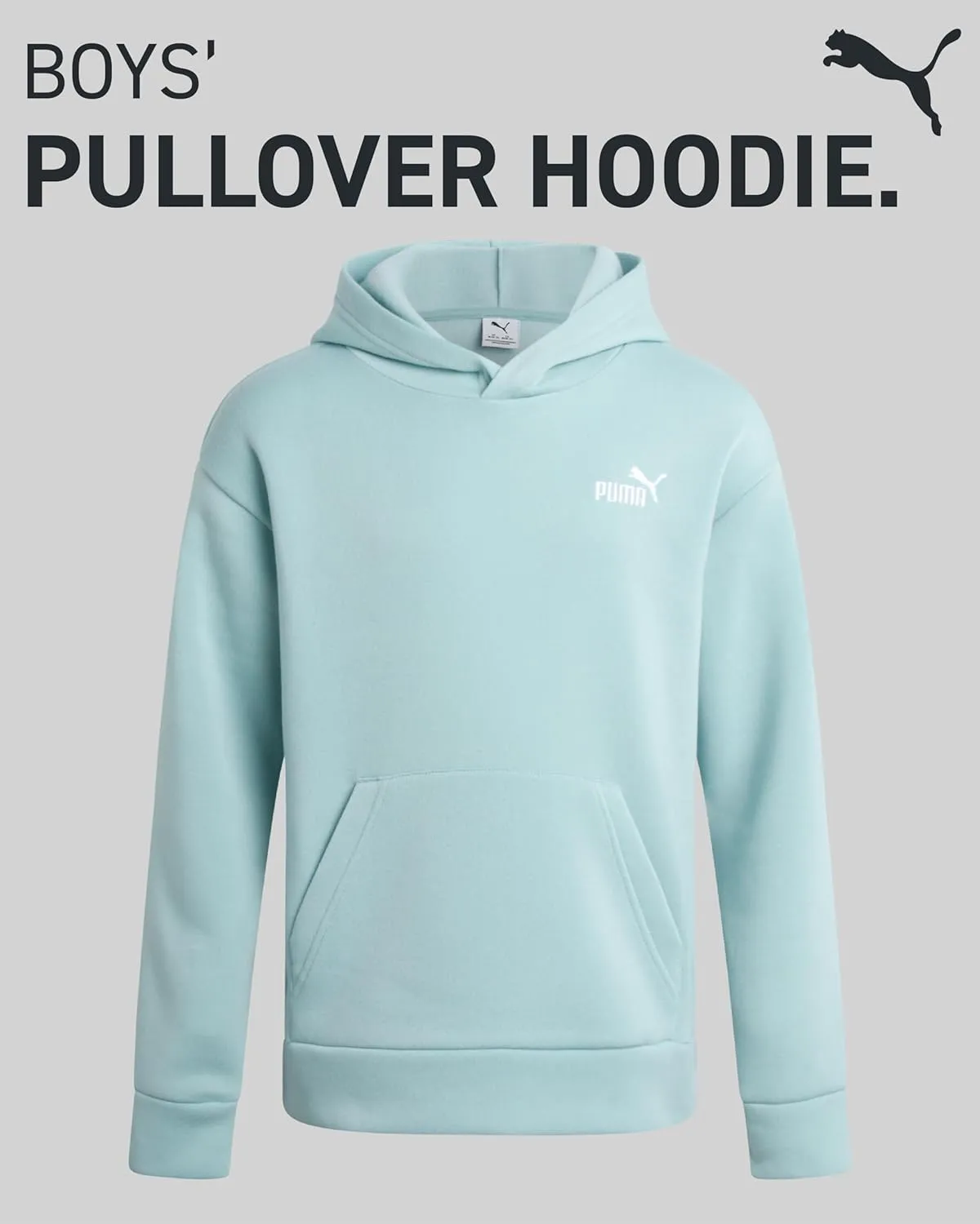 PUMA Boys' Hoodie - Fleece Pullover Basic Athletic Performance Small Chest Logo Sweatshirt for Boys (Sizes: 8-20)