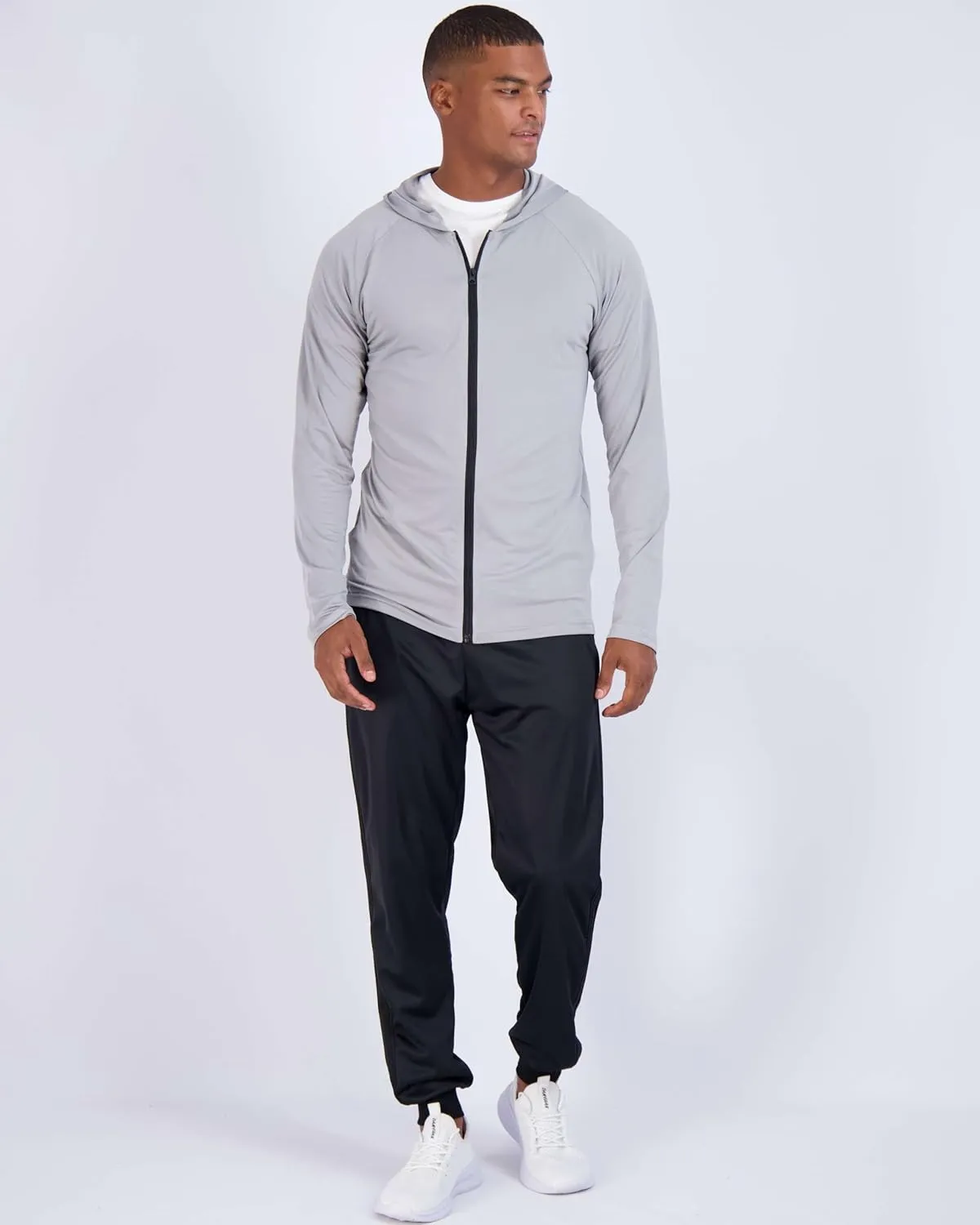Real Essentials 3 Pack: Mens Dry-Fit Long Sleeve Full Zip Hoodie & Jacket- Athletic Running Jacket (Available in Big & Tall)