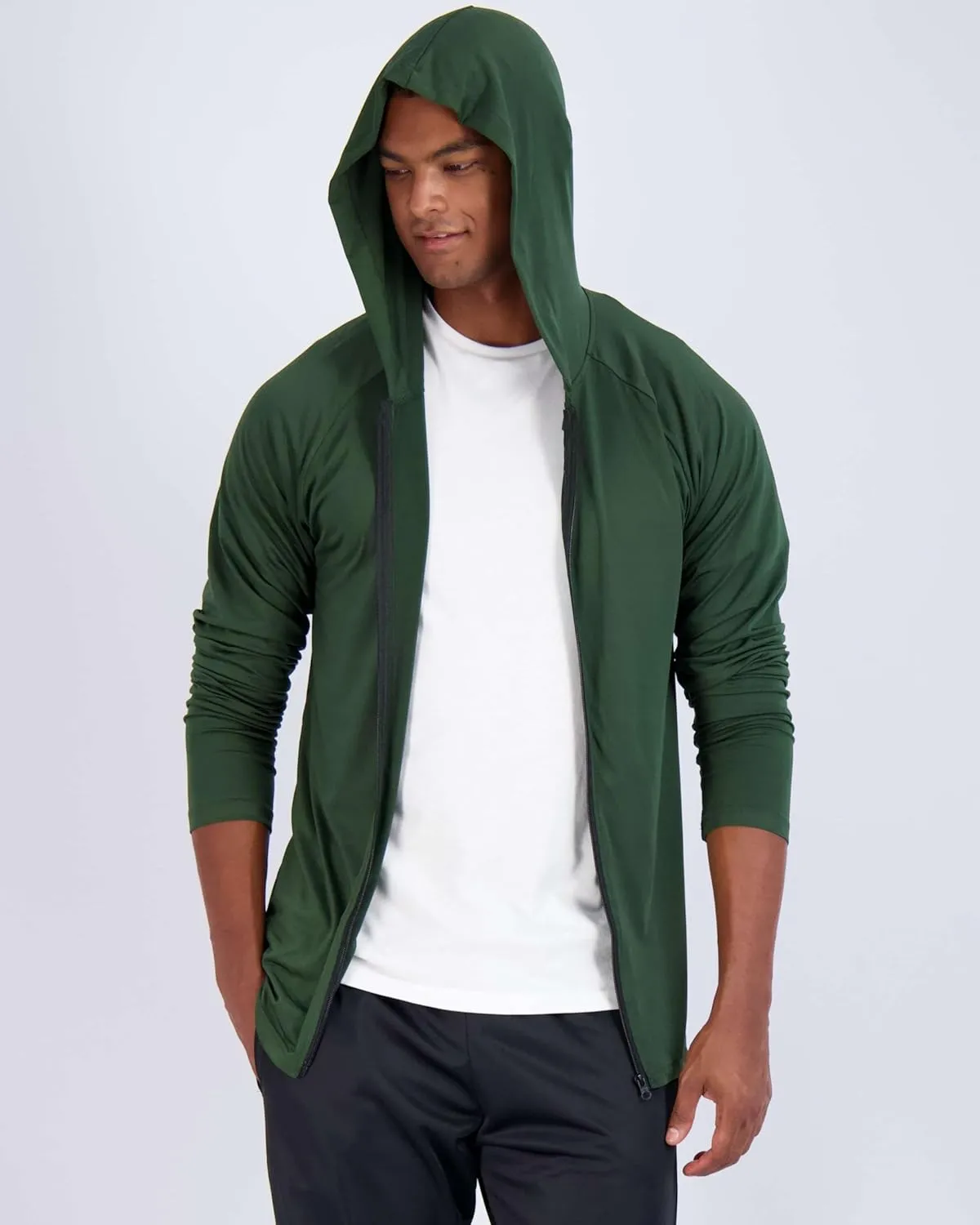 Real Essentials 3 Pack: Mens Dry-Fit Long Sleeve Full Zip Hoodie & Jacket- Athletic Running Jacket (Available in Big & Tall)