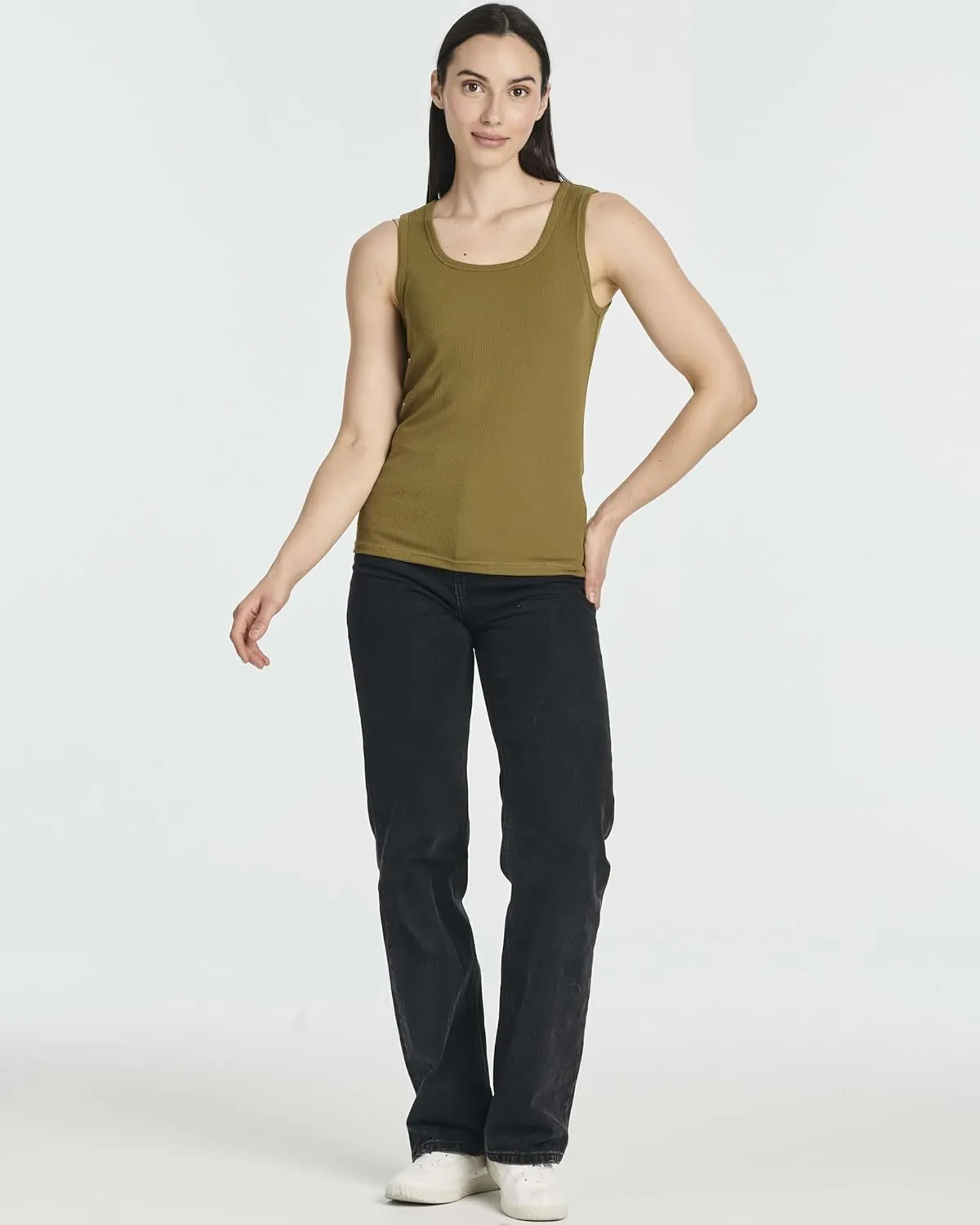 Real Essentials 5 Pack: Women's Ribbed Sleeveless Tank Top - Yoga Casual Tops