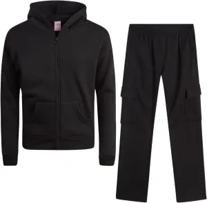 Real Love Girls' Jog Set - 2 Piece Soft Fleece Zip Up Hoodie and Flare Cargo Pants - Activewear Set for Girls (Sizes: 7-16)