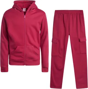 Real Love Girls' Jog Set - 2 Piece Soft Fleece Zip Up Hoodie and Flare Cargo Pants - Activewear Set for Girls (Sizes: 7-16)