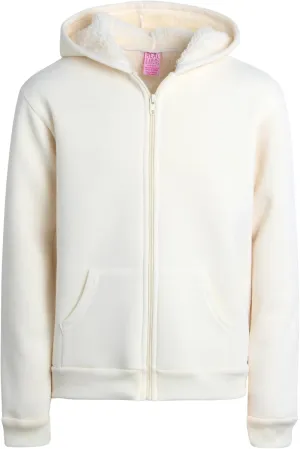 Real Love Girls' Sweatshirt - Heavyweight Fully Sherpa Lined Super Soft Plush Zip Hoodie - Winter Sweatshirt, 7-16