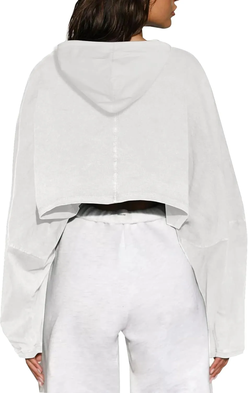 Remidoo Women's Hoodies Pullover Long Sleeve Cropped Sweatshirt Loose Shirt