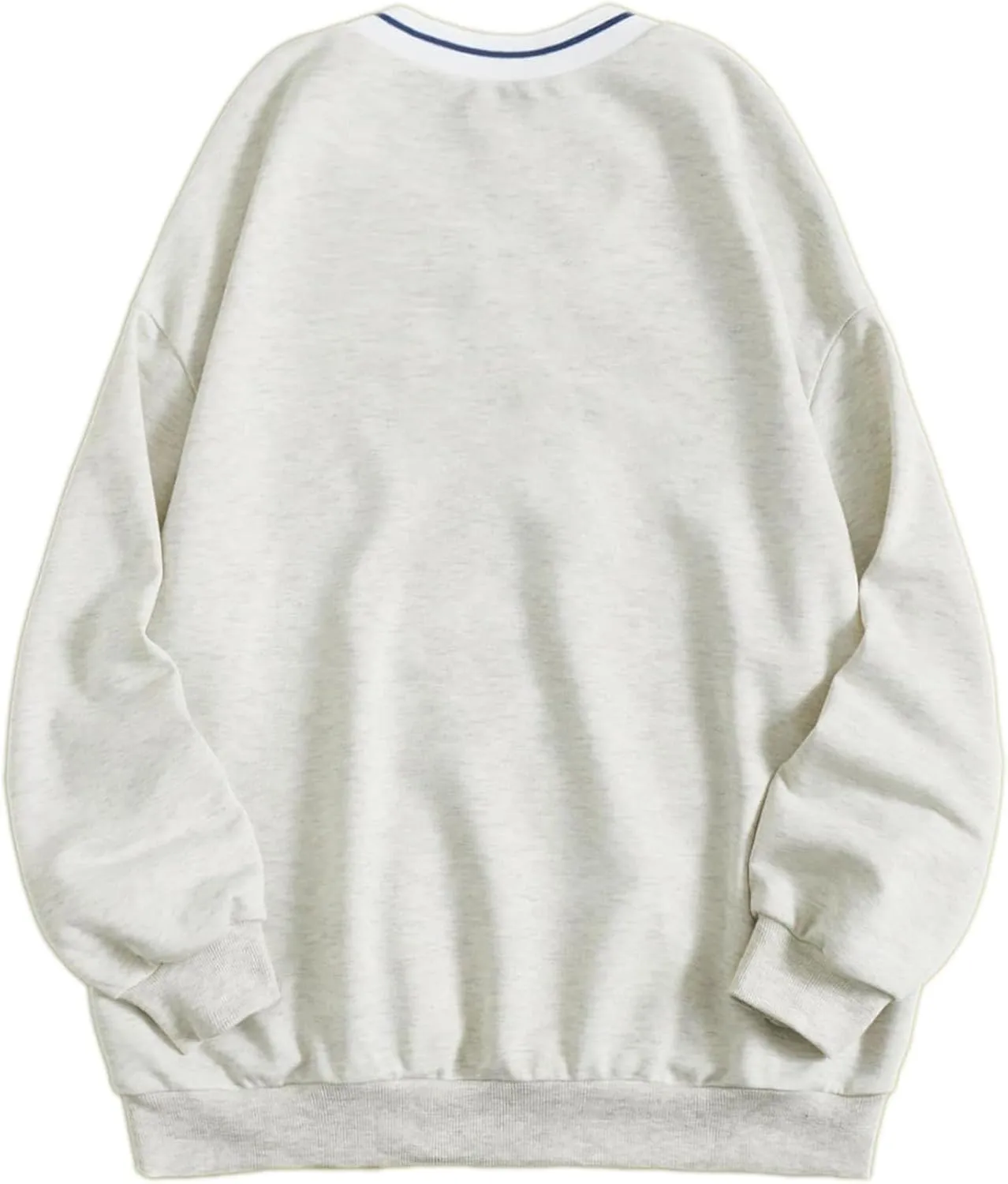 Remidoo Womens New York Embroidered V Neck Sweatshirt Oversized Long Sleeve Pullover Top