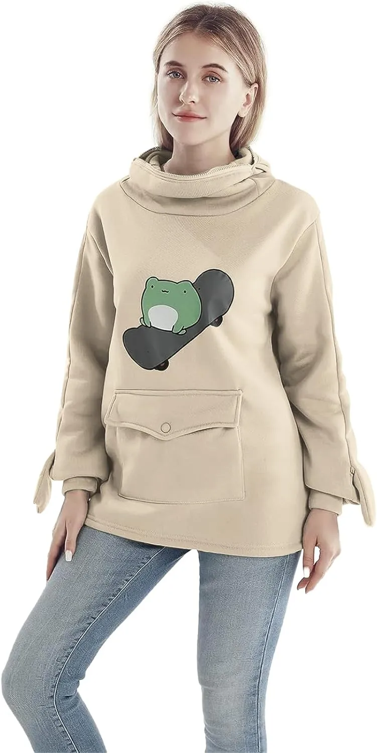 RGOSME Frog Hoodie Teen Girls Cute Oversized Graphic Hoodies Women Sweatshirt Cosplay Costume Pullover Tops
