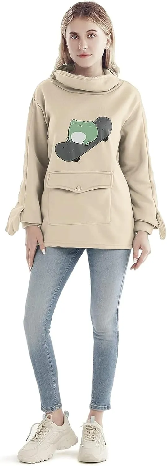 RGOSME Frog Hoodie Teen Girls Cute Oversized Graphic Hoodies Women Sweatshirt Cosplay Costume Pullover Tops
