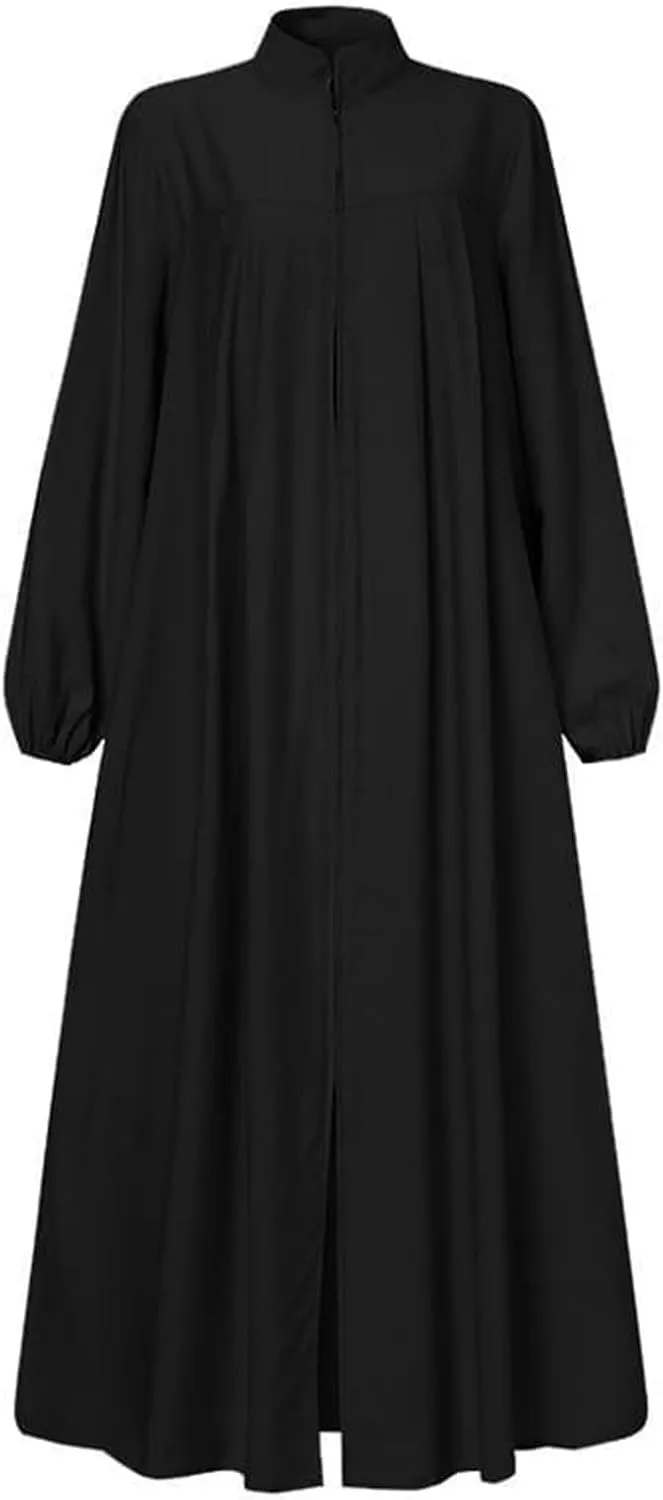 Ruffle Hem Muslim Abaya Women Plus Size Crewneck Long Sleeve Maxi Dress Arabian Dubai Islamic Robe Without Headscarf