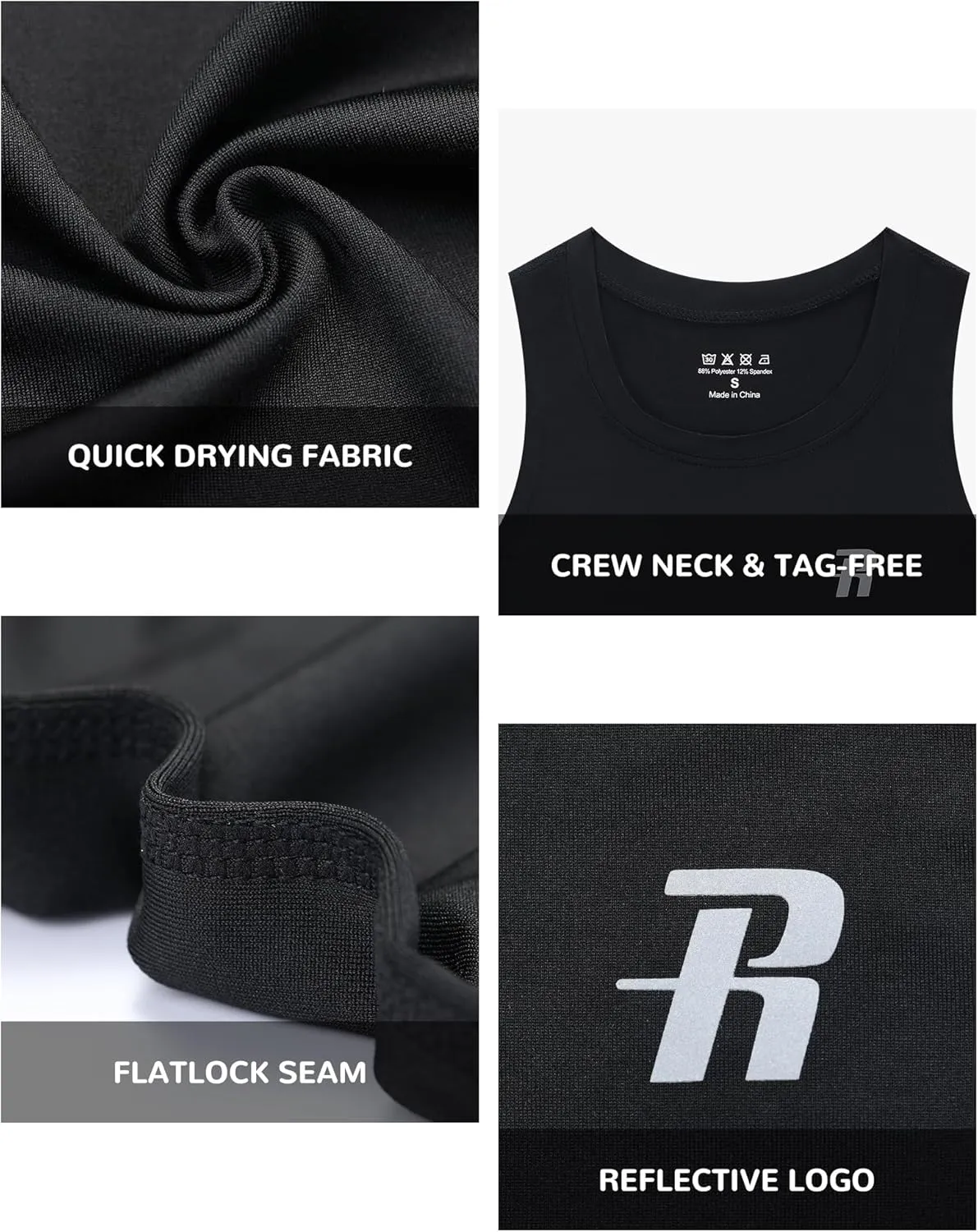 Runhit Boys Compression Tank Top Youth Athletic Quick Dry Base Layer Shirt