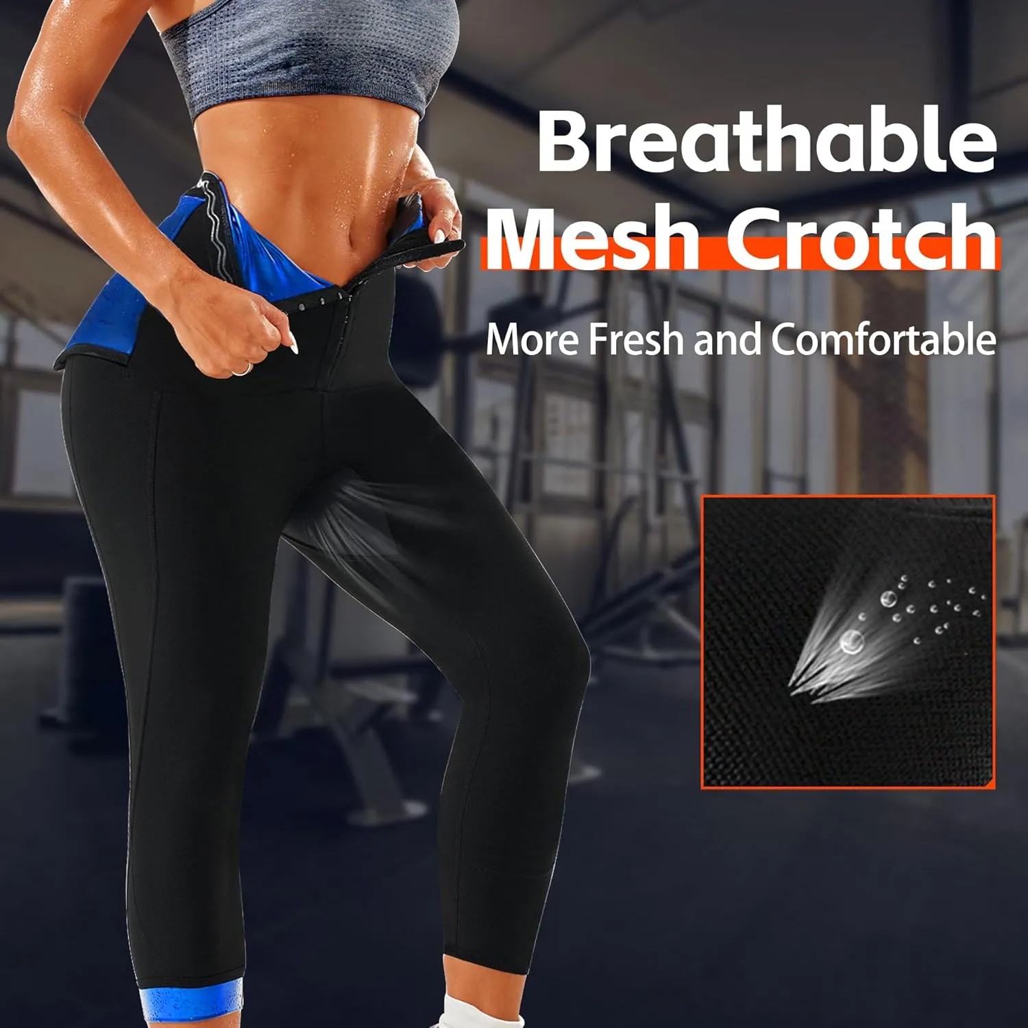 Sauna Pants for Women Sweat Sauna Leggings High Waist Compression Slimming Pants Workout Hot Thermo Pants with Pocket