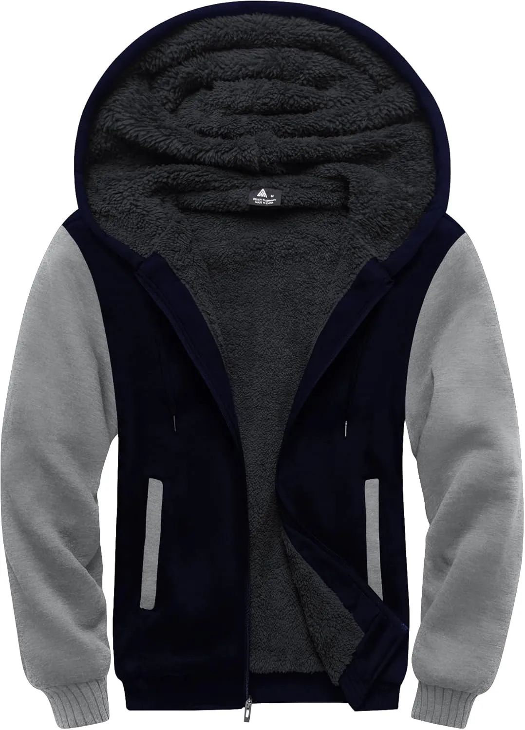 SCODI Hoodies for Men Heavyweight Fleece Sweatshirt - Full Zip Up Thick Sherpa Lined Hooded Jacket