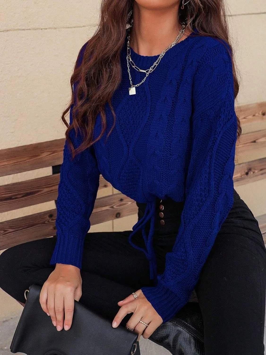 SISKIN Cropped Sweater for Women Fall,Long Sleeve Crop Top Women,Cable Knit Sweater Women,Fall Sweaters for Women Trendy