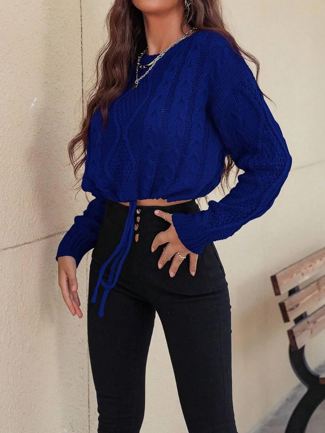SISKIN Cropped Sweater for Women Fall,Long Sleeve Crop Top Women,Cable Knit Sweater Women,Fall Sweaters for Women Trendy