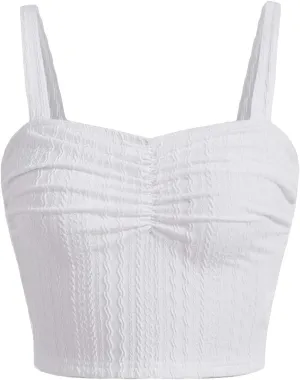 SOLY HUX Girl's Ruched Bust Casual Cami Crop Top Sleeveless Slim Fitted Camisole