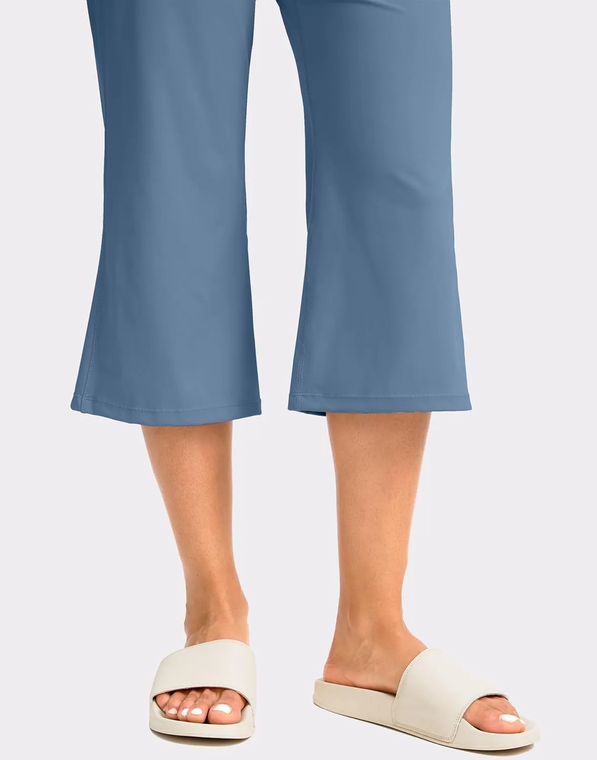 Soothfeel Capri Pants for Women Wide Leg Yoga Pants with Pockets High Waist Casual Dress Crop Pants