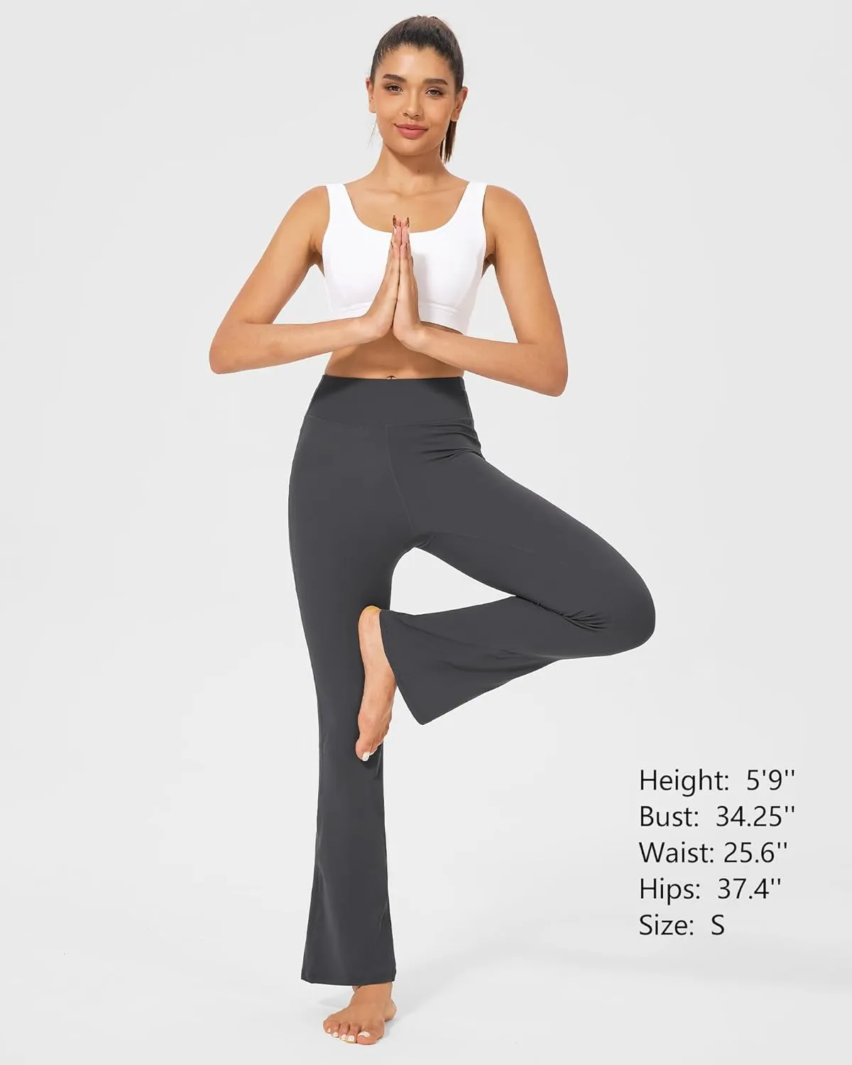 Stelle Bootcut Yoga Pants with Pockets for Women 30" Wide Leg Pants High Waist Tummy Control Workout Yoga Pants