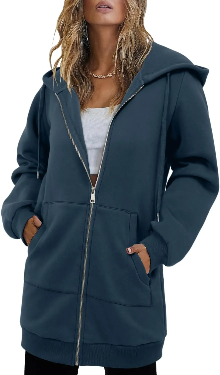 StunShow Women's Zip Up Hoodies Oversized Fleece Long Sleeve Sweatshirts Casual Fall Jacket Coat with Pocket(S-3XL)
