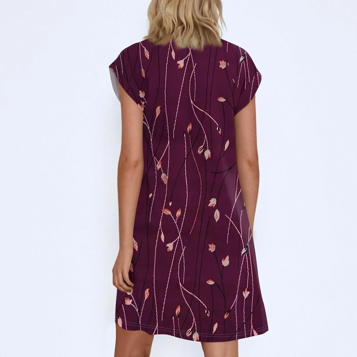 Summer Dresses for Women 2025 Print Short Sleeve T Shirt Dress Casual Cap Sleeve O Neck Loose Shift Mini Dresses