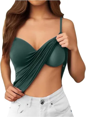 Summer Tank Tops for Women Built in Bra Spaghetti Strap Workout Yoga Shirts Basic Padded Tank Tops 2025 Clothes