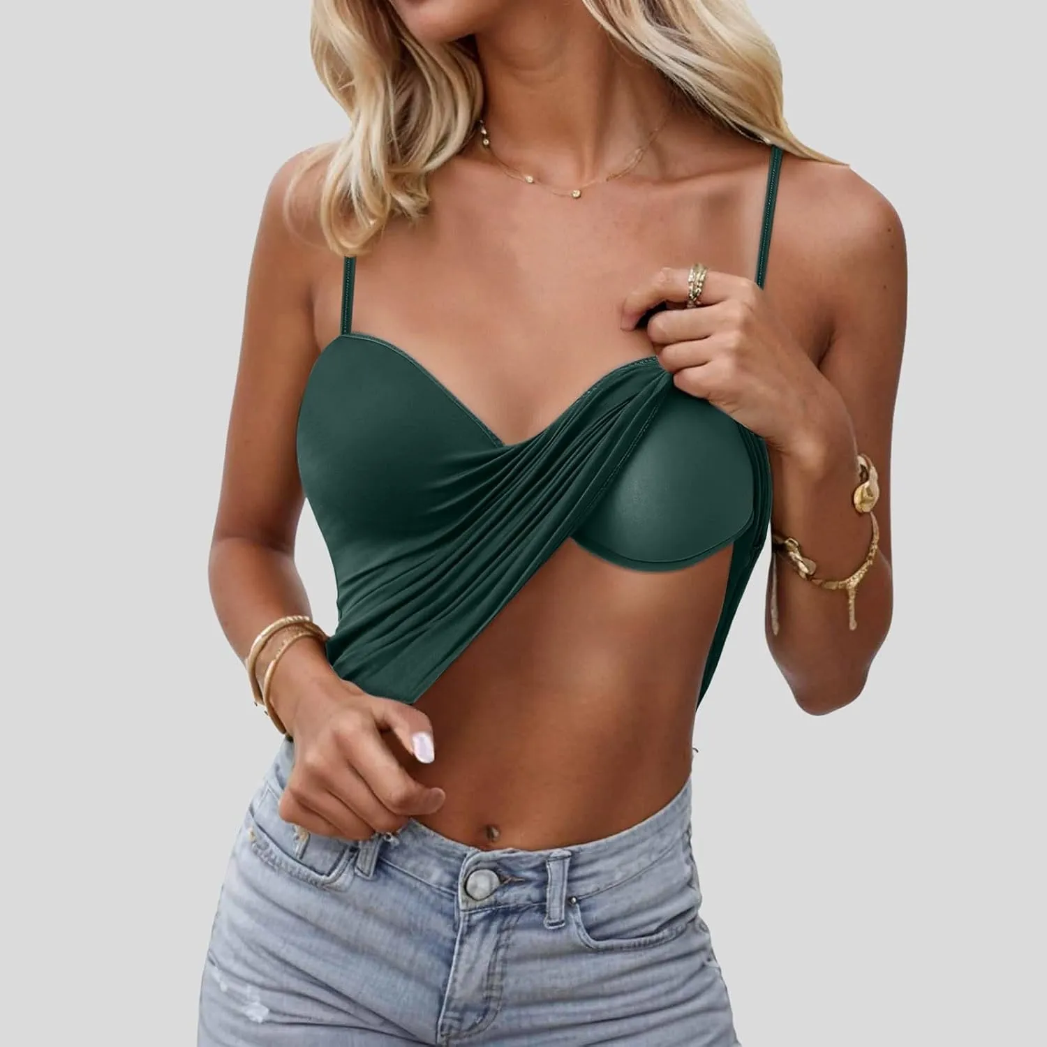 Summer Tank Tops for Women Built in Bra Spaghetti Strap Workout Yoga Shirts Basic Padded Tank Tops 2025 Clothes