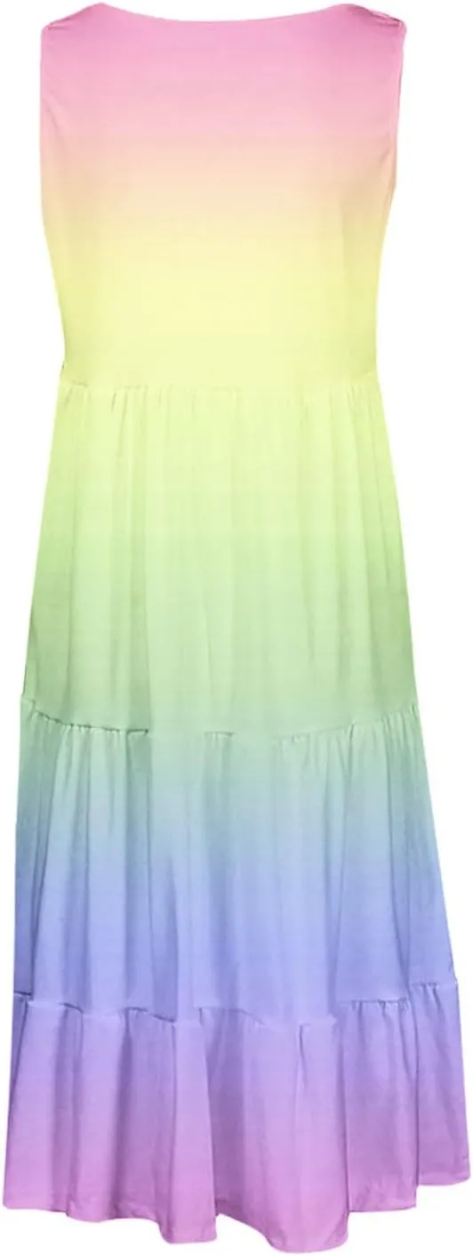 Sundresses for Women 2025 Sleeveless Cute Petite Mini Dress Tiered Summer Flowy Boho Sundress Beach Wear