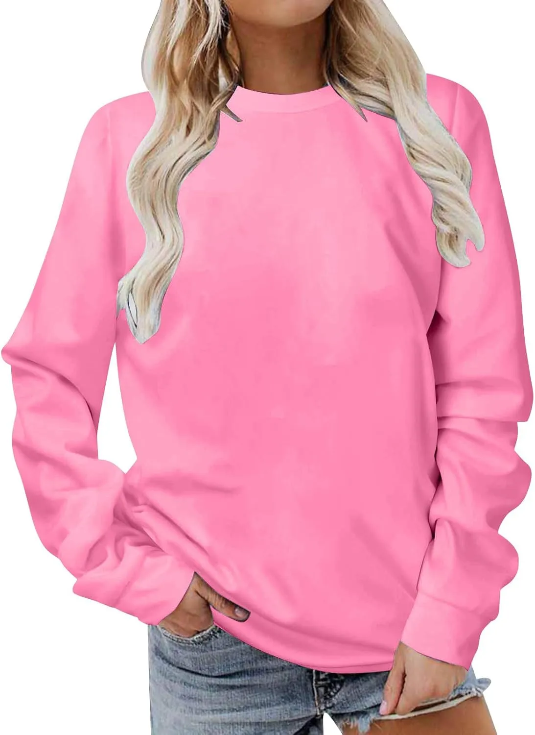 Sweatshirt for Women Fall Fashion Long Sleeve Pullover Crewneck Shirt Tops Teen Girl Casual Oversized Workout Sweater