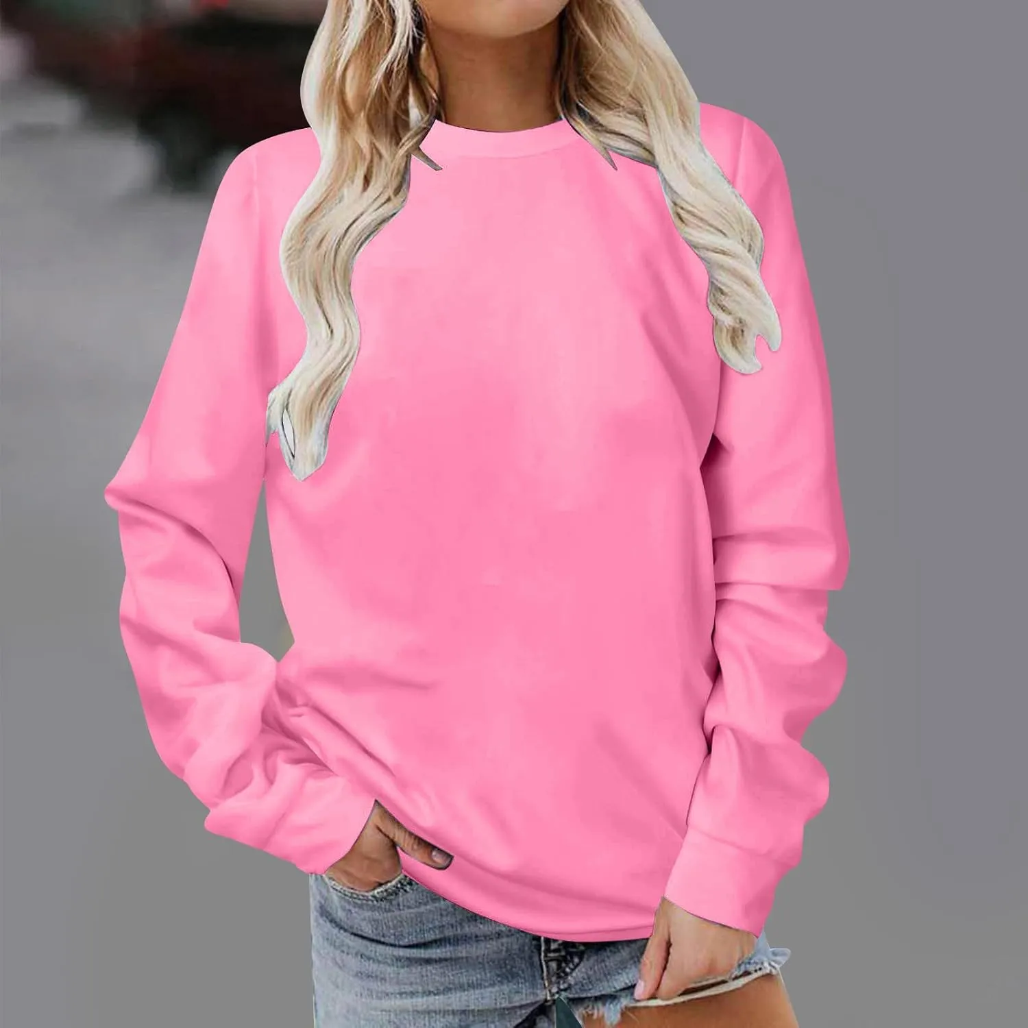 Sweatshirt for Women Fall Fashion Long Sleeve Pullover Crewneck Shirt Tops Teen Girl Casual Oversized Workout Sweater