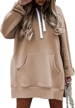 Syellowafter Women Oversized Hoodie Dress Pullover Winter Kangaroo Pocket Sweatshirt Fall Tops Casual Loungewear