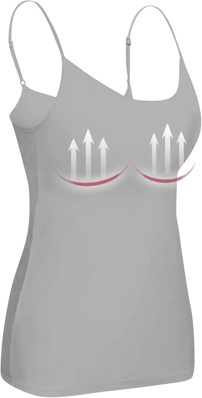 Tank Tops with Built in Shelf Bras for Women Adjustable Spaghetti Strap Camisole Top Workout Beach Basic Undershirts