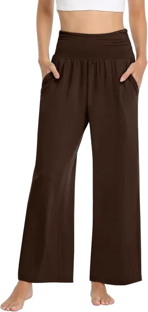 TARSE Womens Wide Leg Pants Casual Loose Yoga Sweatpants Comfy Lounge Pajama Flowy Pants Pockets