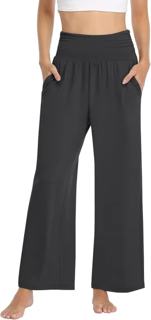 TARSE Womens Wide Leg Pants Casual Loose Yoga Sweatpants Comfy Lounge Pajama Flowy Pants Pockets