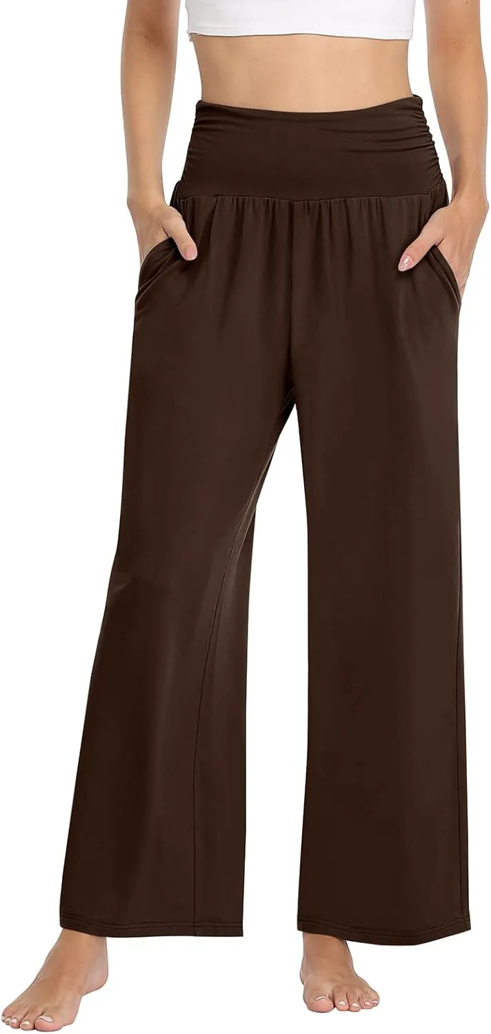 TARSE Womens Wide Leg Pants Casual Loose Yoga Sweatpants Comfy Lounge Pajama Flowy Pants Pockets