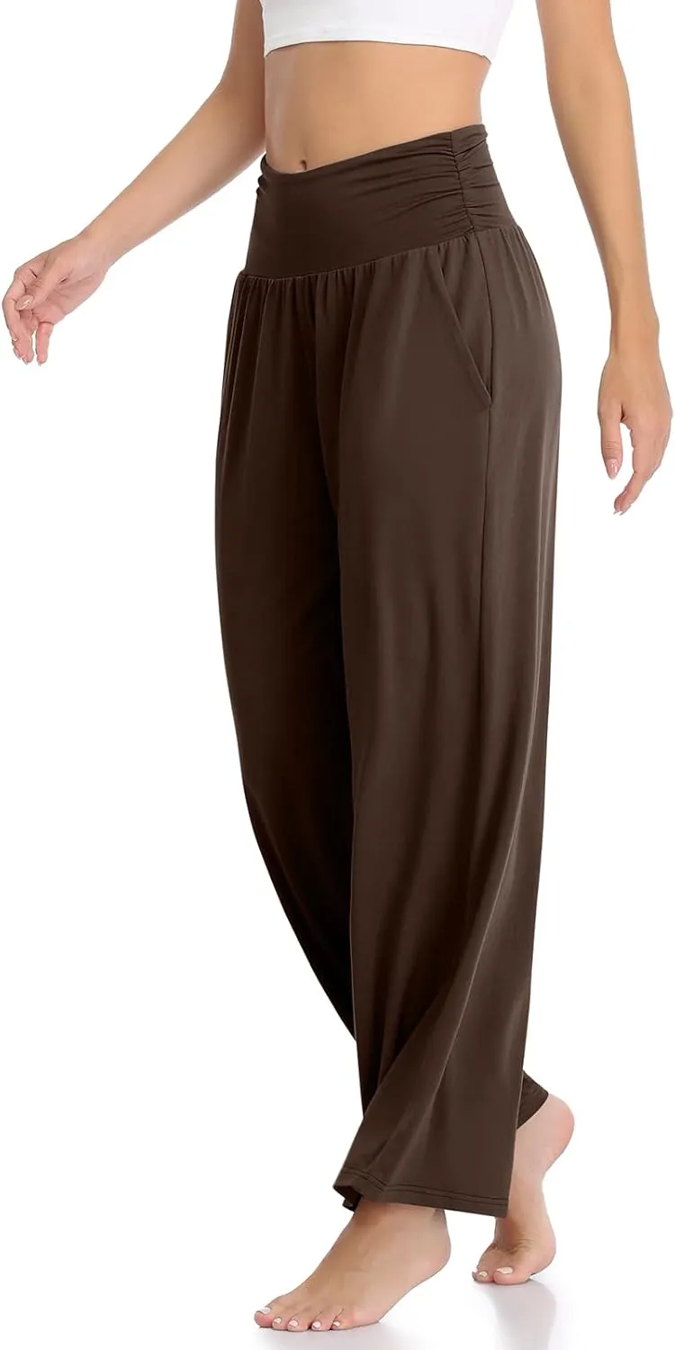 TARSE Womens Wide Leg Pants Casual Loose Yoga Sweatpants Comfy Lounge Pajama Flowy Pants Pockets
