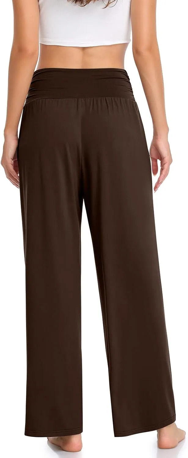 TARSE Womens Wide Leg Pants Casual Loose Yoga Sweatpants Comfy Lounge Pajama Flowy Pants Pockets