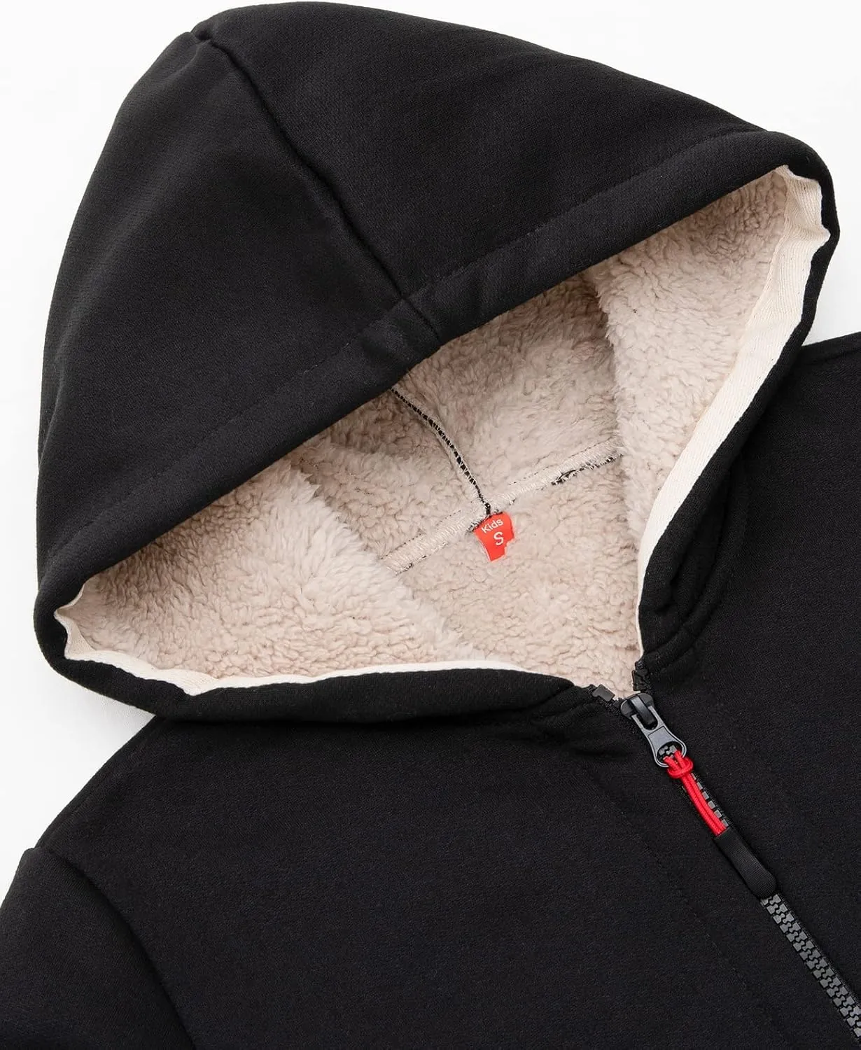 ThCreasa Kids Sherpa Fleece Lined Hoodie Jacket,Zip-Up Hooded Plaid Sweatshirt Jackets