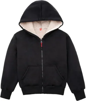 ThCreasa Kids Sherpa Fleece Lined Hoodie Jacket,Zip-Up Hooded Plaid Sweatshirt Jackets