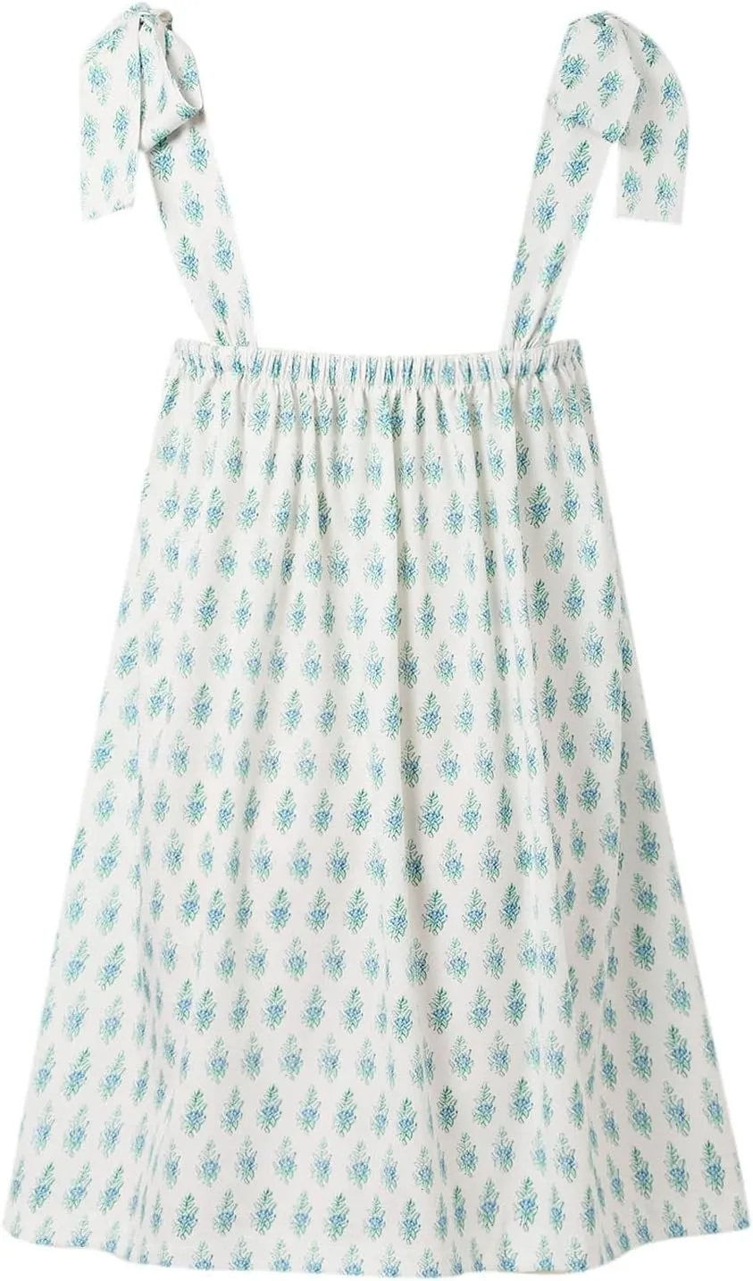 Tie Shoulder Mini Dress for Women Cute Polka Dot Square Neck Beach Short Dress Loose Fit Swing Vocation Sundress