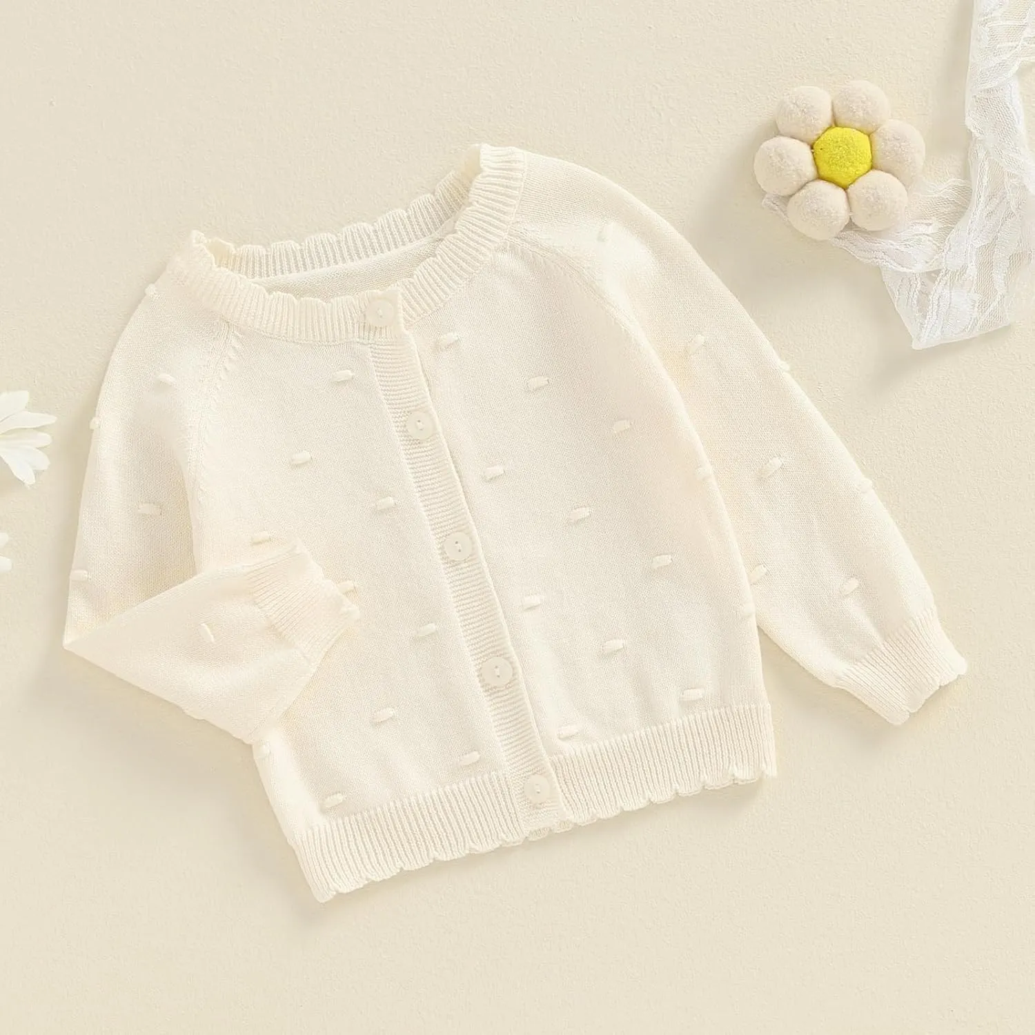 Toddler Baby Girl Thin Knit Sweater Coat Long Sleeve Button Up Cardigan Cable-Knit Knitwear Jacket Fall Winter Clothes