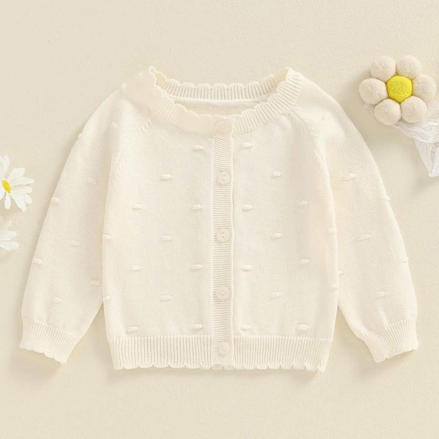 Toddler Baby Girl Thin Knit Sweater Coat Long Sleeve Button Up Cardigan Cable-Knit Knitwear Jacket Fall Winter Clothes