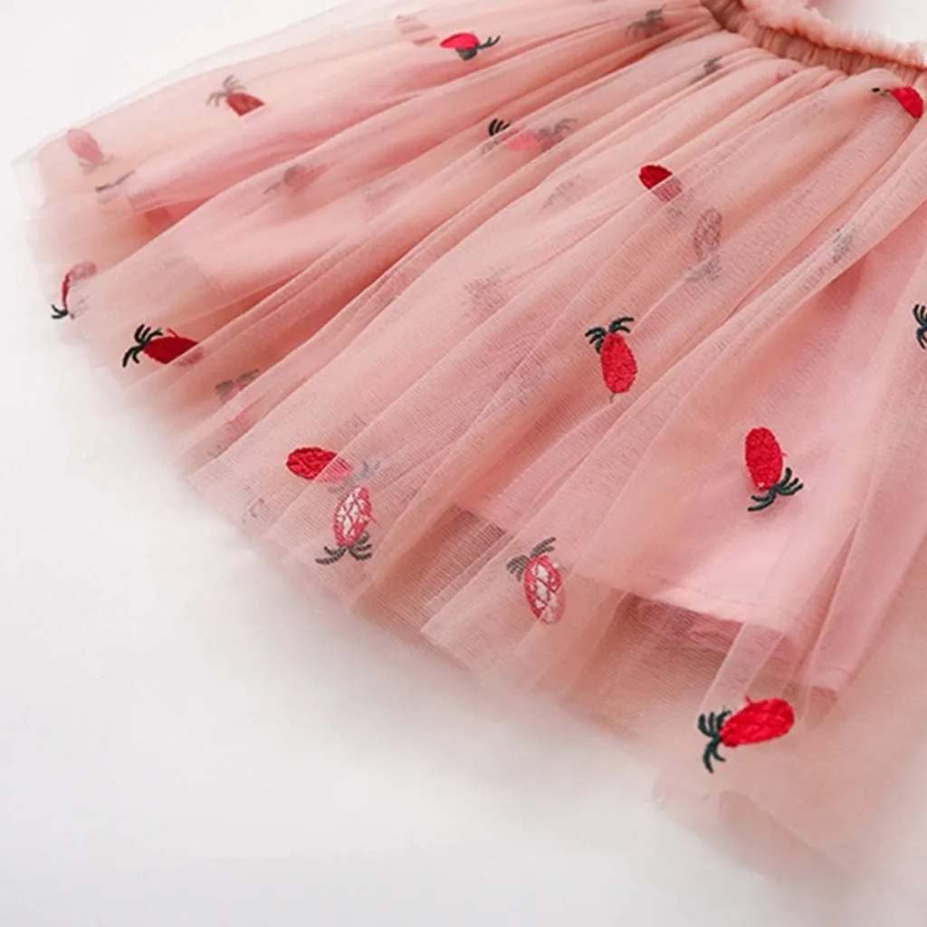 Toddler Baby Girl Tutu Dress Floral Print Tulle Dress Little Girl Sleeveless Princess Dresses with Flower Headband