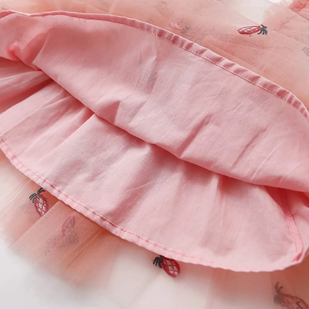 Toddler Baby Girl Tutu Dress Floral Print Tulle Dress Little Girl Sleeveless Princess Dresses with Flower Headband