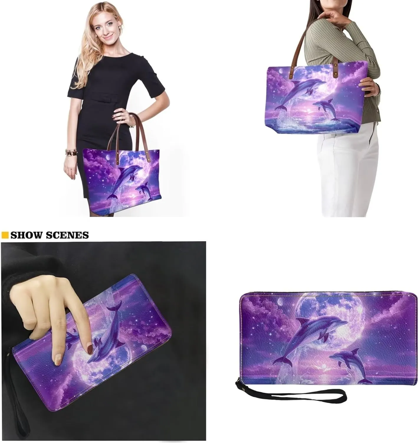 Top Handle Purse for Women, Large Tote Handbag With PU Wallet Set