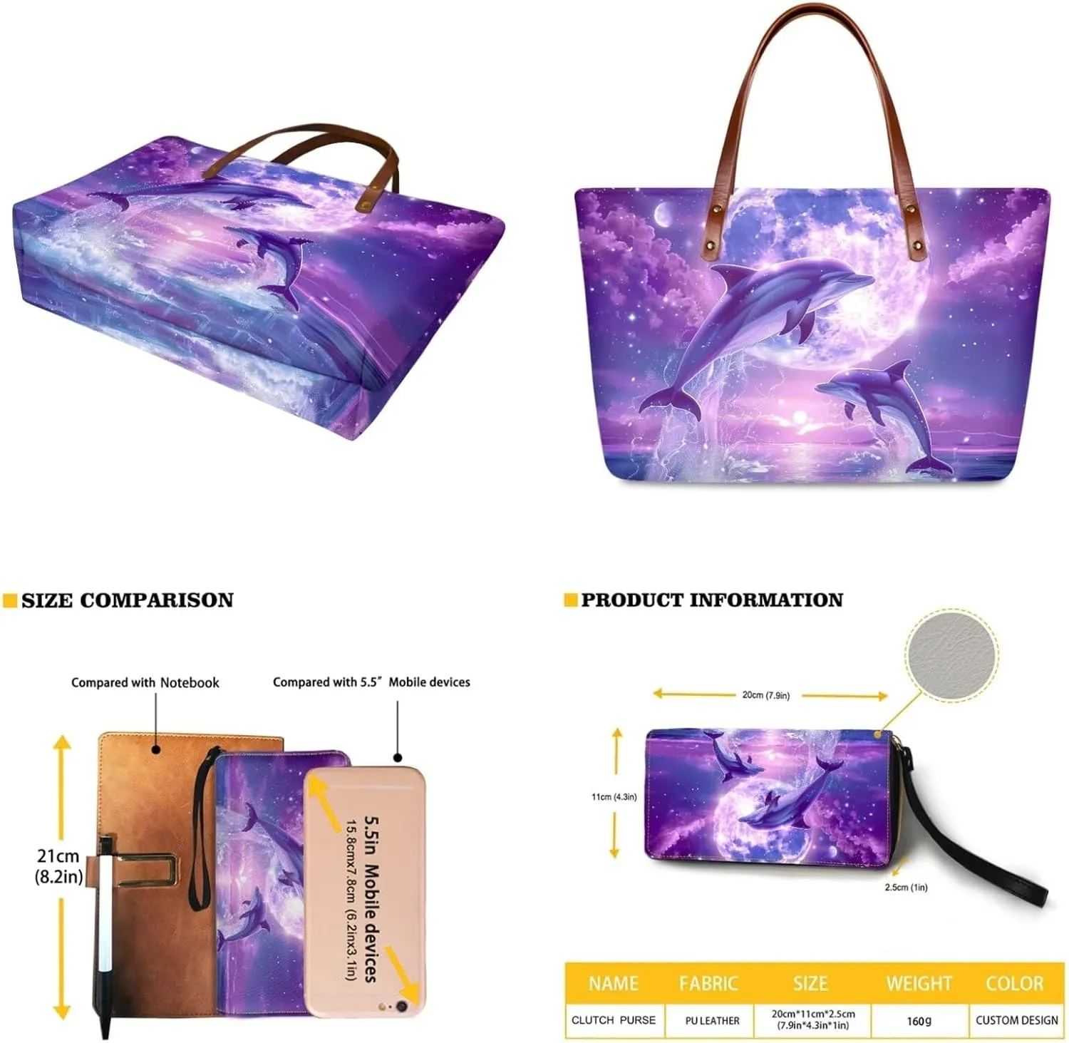 Top Handle Purse for Women, Large Tote Handbag With PU Wallet Set