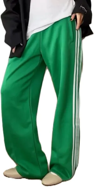 UAURORAO Women Y2k Track Pants Baggy Striped Joggers Sweatpants Elastic Waist Color Block Parachute Pants with Pockets