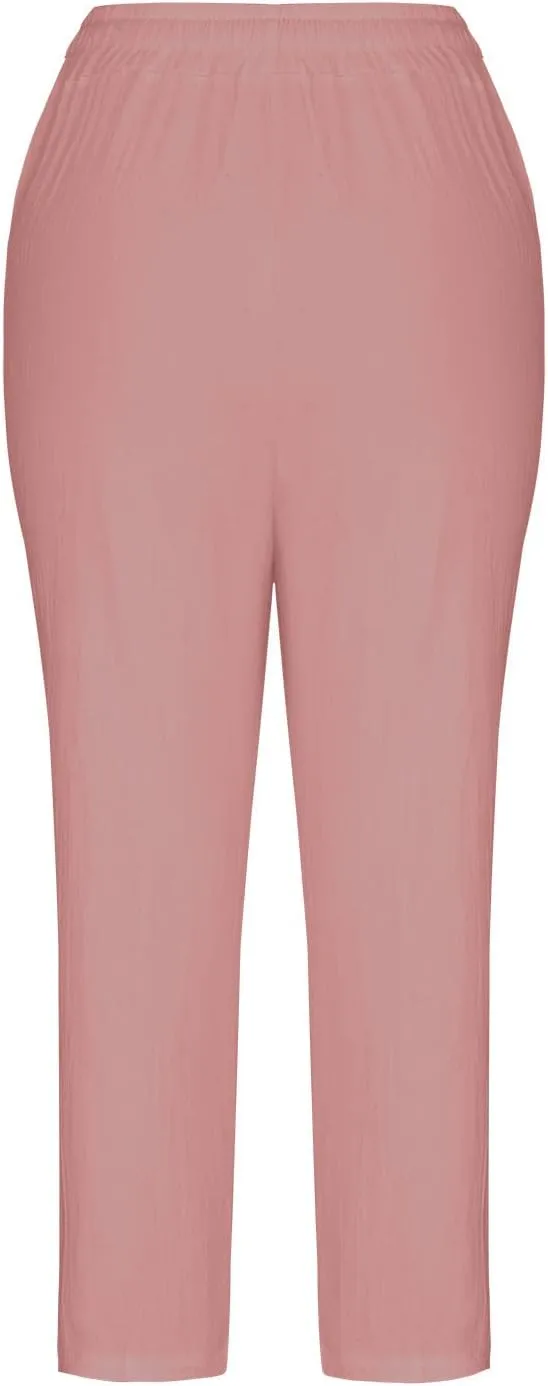 Uillui Womens Cotton Linen Harem Pants Summer Casual Tapered Cropped Baggy Lounge Trouser Lightweight Loose Yoga Capri Pants